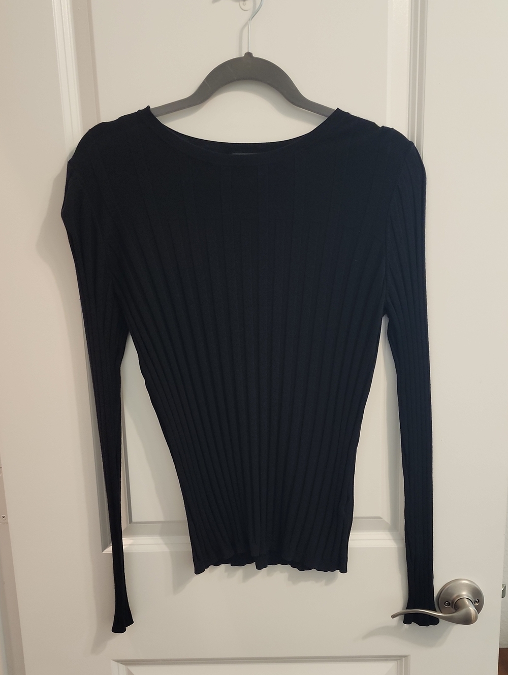 Halogen Black Ribbed Long-Sleeve Tee